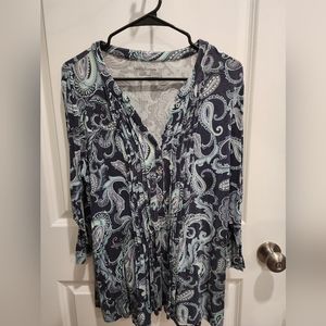 Croft and Barrow blue and green paisley top